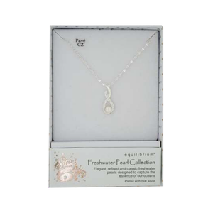 NECKLACE INFINITY FRESH WATER PEARL WITH CUBIC ZIRCONIA