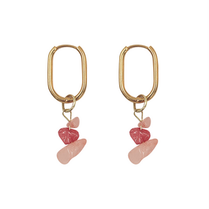 EARRING HOOP WITH BEAD CHARMS CORAL
