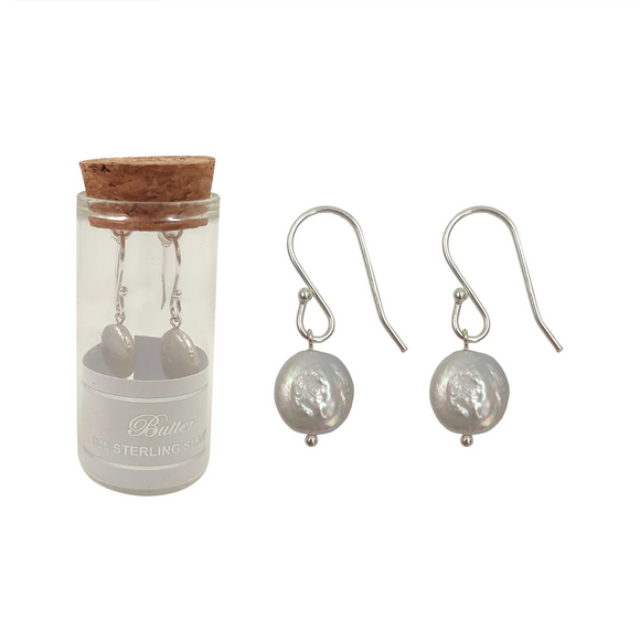 EARRING COIN PEARL DANGLE