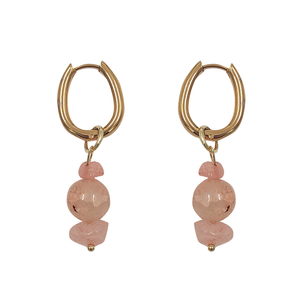 EARRING HOOP WITH BEAD CHARMS BALLET PINK