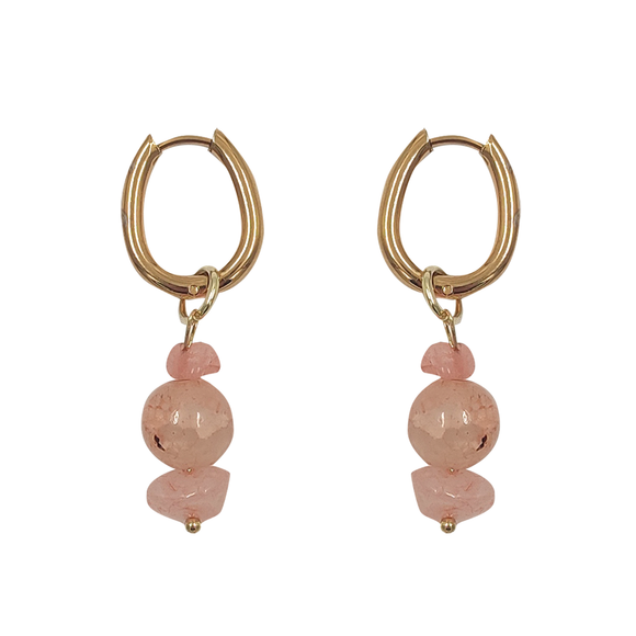 EARRING HOOP WITH BEAD CHARMS BALLET PINK