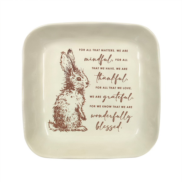 PLATTER SQUARE CREAM WITH BUNNY BLESSED