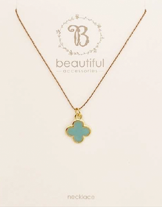 NECKLACE GOLD SINGLE TURQ FLEUR PENDANT ON SILK