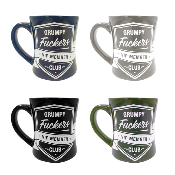 MUG 520ML TALL CURVED GRUMPY FUCKERS ASSORTED COLOURS