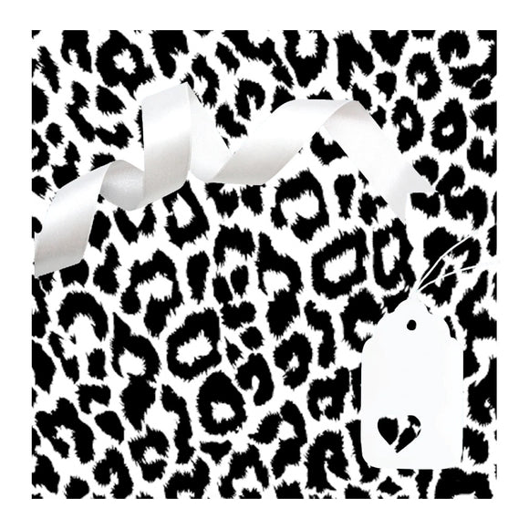 GIFT WRAP & TAG BLACK LEOPARD