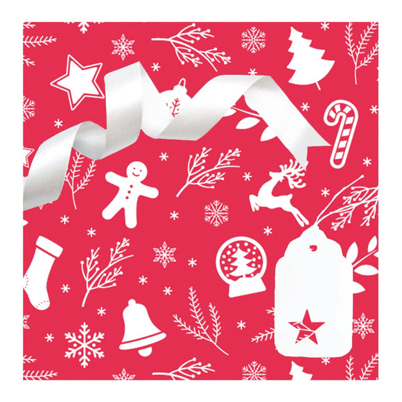 GIFT WRAP & TAG RED CHRISTMAS