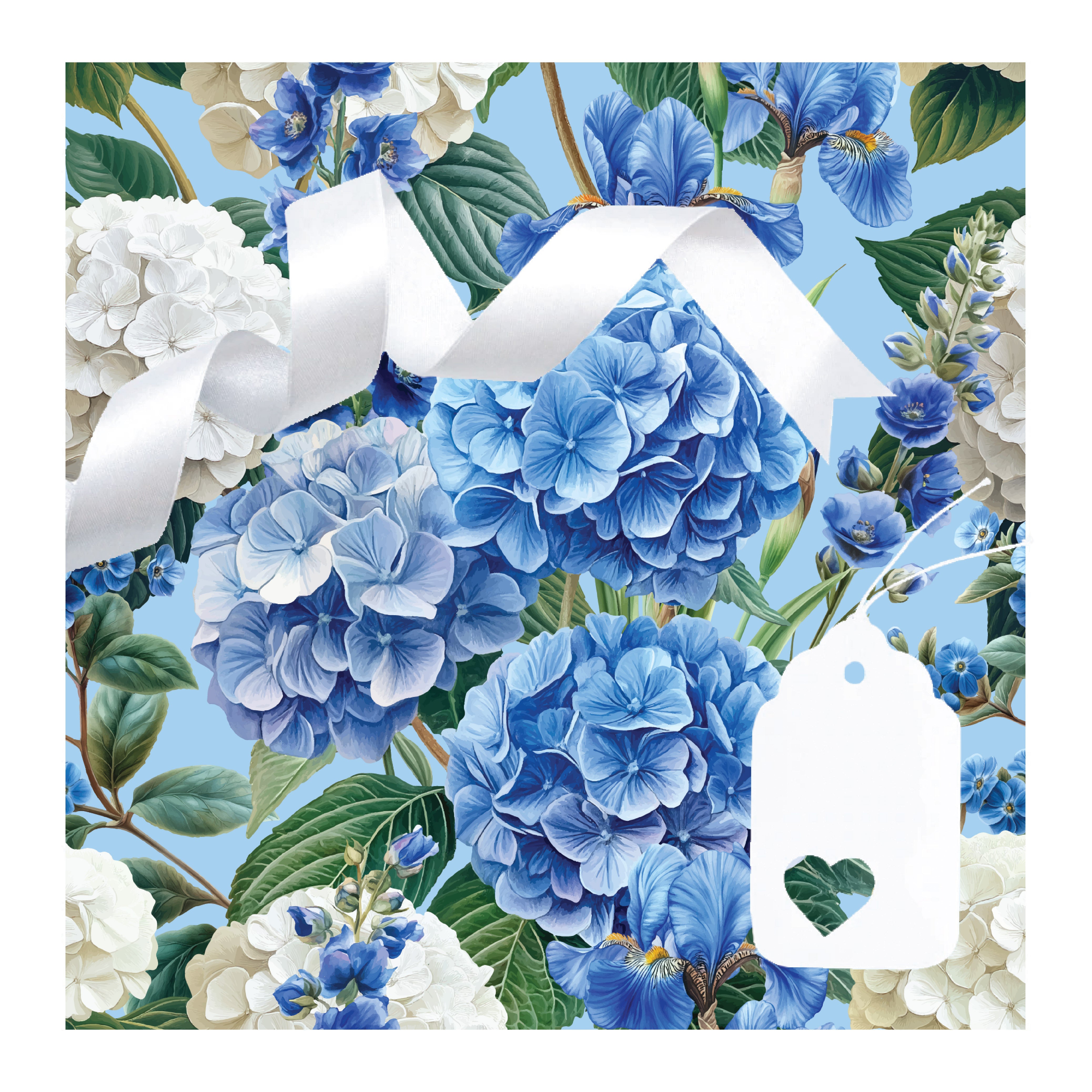 GIFT WRAP BLUE HYDRANGEA