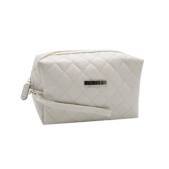 COSMETIC BAG GREY QUILTED
