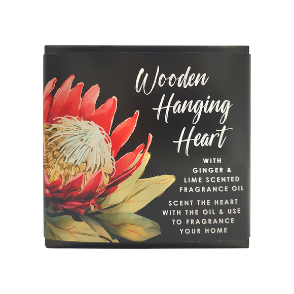 GIFT BOX WITH HEART & SCENTED OIL - GINGER & LIME (MOONLIGHT PROTEA)