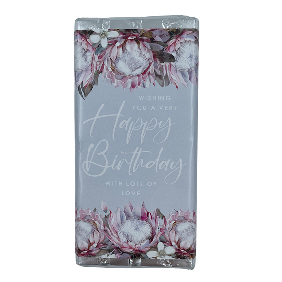 CHOCOLATE 100G PROTEA DAWN GREY HAPPY BIRTHDAY