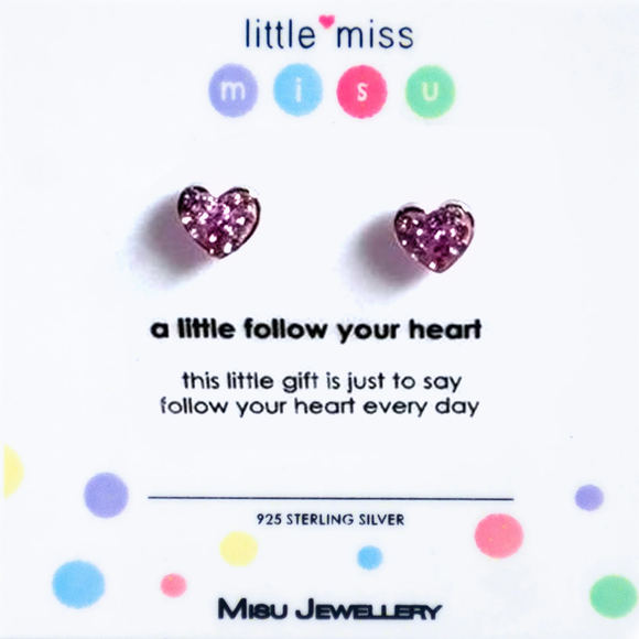 MISS MISU EARRING PINK POSH HEART