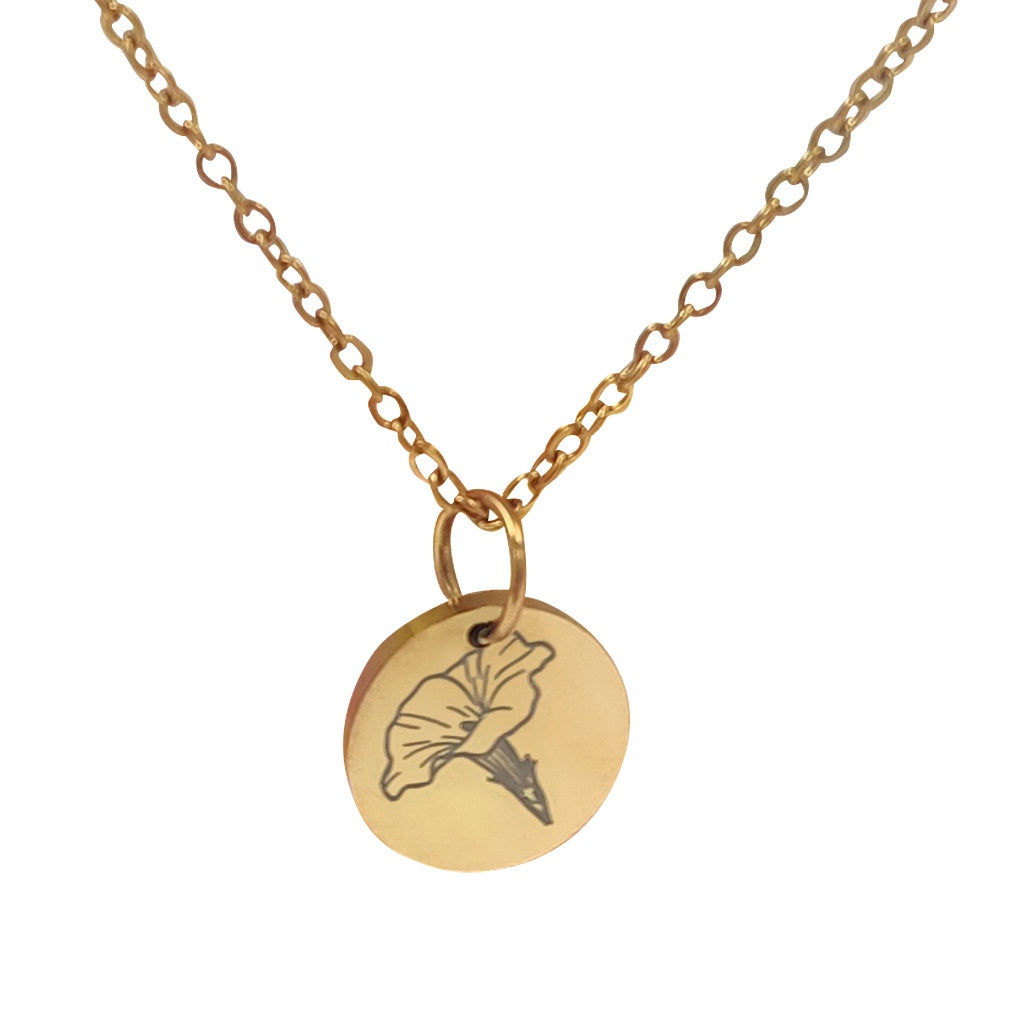 NECKLACE GOLD STAINLESS STEEL CHAIN JANUARY CARNATION