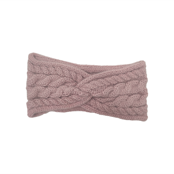HEAD BAND KNITTED TWIST DUSTY PINK
