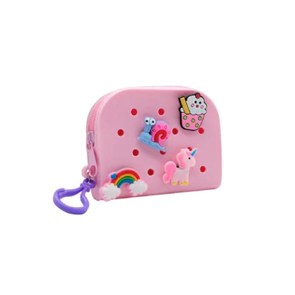 KEYRING COIN PURSE WITH CHARMS PINK