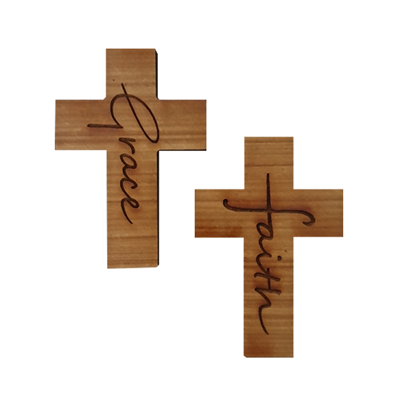 MAGNETS SET OF 2 GRACE AND FAITH CROSSES