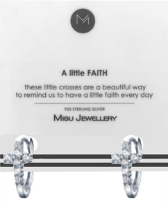 EARRING SILVER CROSS HUGGIES