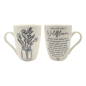 MUG 370ML WHITE LIVE LIFE LIKE A WILDFLOWER
