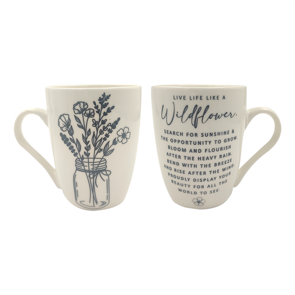 MUG 370ML WHITE LIVE LIFE LIKE A WILDFLOWER