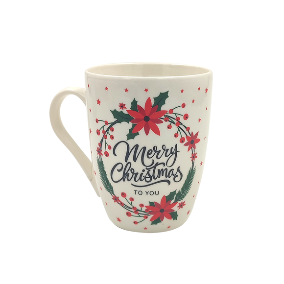 XMAS MUG 370ML POINSETTIA WREATH
