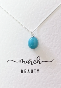 NECKLACE SILVER BIRTHSTONE MARCH AQUAMARINE