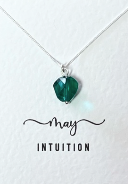 NECKLACE SILVER BIRTHSTONE MAY EMERALD