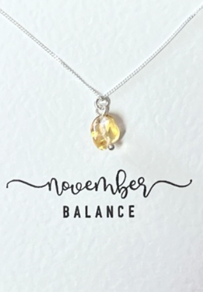 NECKLACE SILVER BIRTHSTONE NOVEMBER CITRINE