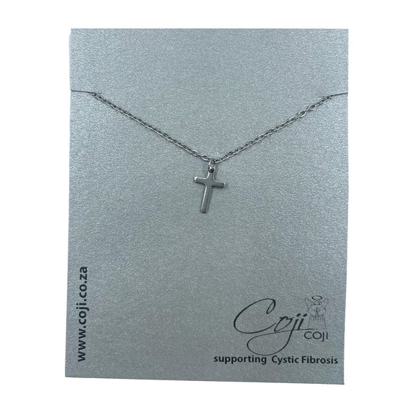 NECKLACE CROSS ON SILVER STAINLESS STEEL CHAIN