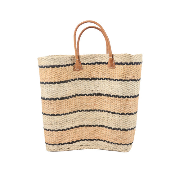 SISAL BASKET NATURAL & BLACK STRIPES