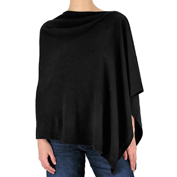 PONCHO IN A POUCH BLACK CASHMERE