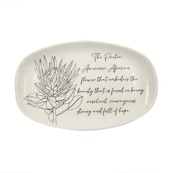 PLATTER WHITE OVAL THE PROTEA AN ICONIC AFRICAN FLOWER
