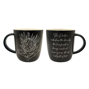 MUG 400ML BLACK THE PROTEA STRONG AND FULL OF HOPE