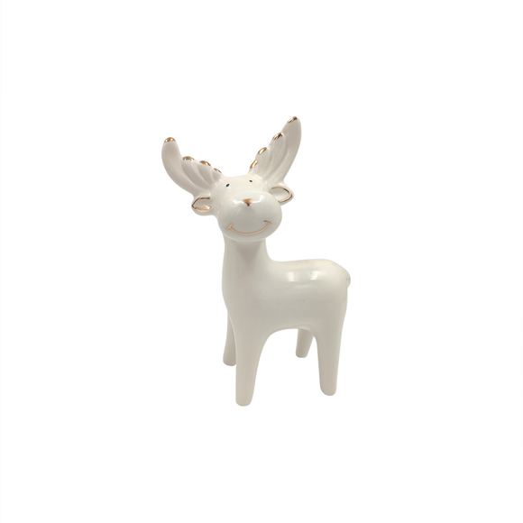 XMAS DECOR CERAMIC REINDEER WITH GOLD DETAILING SMALL