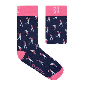 SOCKS COTTON PINK NAVY GOLFER