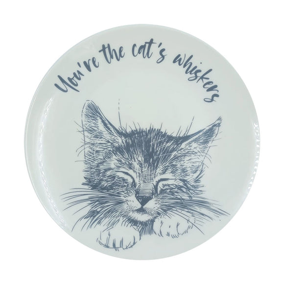 SIDE PLATE 19CM GREY YOU'RE THE CAT'S WHISKERS