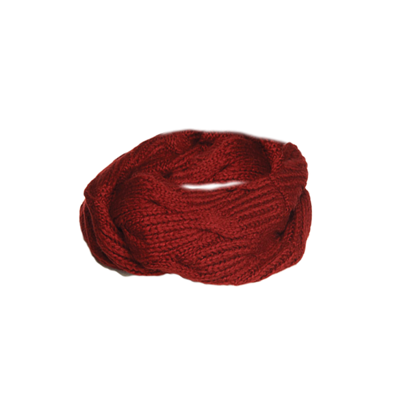 SNOOD CABLE KNIT WINE RED