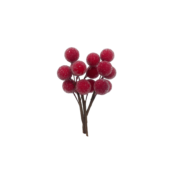 XMAS DECOR SPRIG WITH RED SUGAR BERRIES