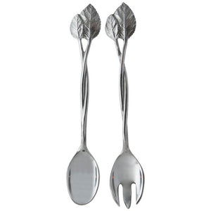 SALAD SERVERS SILVER LEAVES