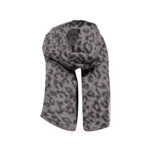 WINTER SCARF LEOPARD PRINT GREY BLACK AND BROWN