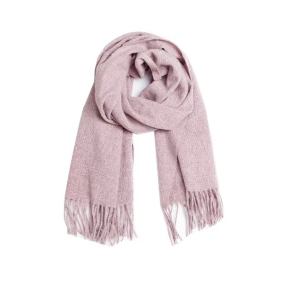 WINTER SCARF CABLE KNIT PATTERN LIGHT PINK