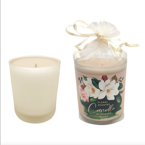 CANDLE IN FROSTED GLASS COUNTRY MEANDER FLORAL SCENTED