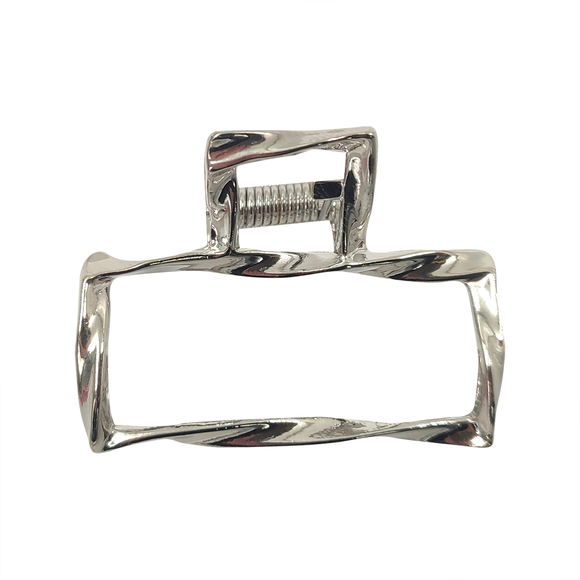 HAIR GRIP SML METAL TWIST RECTANGLE SILVER