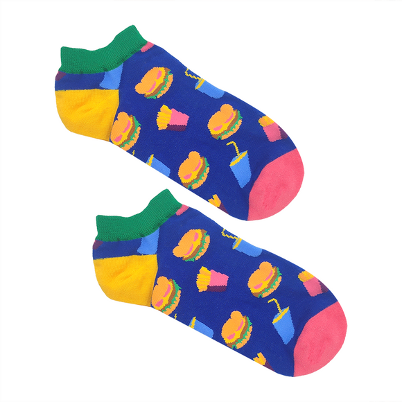 SOCKS HAMBURGERS ON ROYAL BLUE