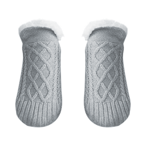 SLIPPER SOCKS ANKLE KNITTED FLEECE GREY
