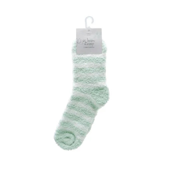 SOCKS FLUFFY MINT STRIPES