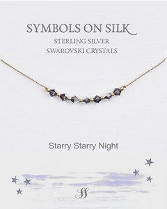 NECKLACE STARRY NIGHT CRYSTALS ON SILK