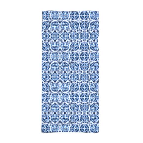 BEACH TOWEL BLUE WITH MOROCCAN DESIGN