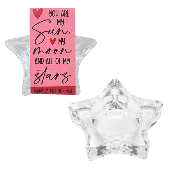 SET OF 2 GLASS STAR TEALIGHT HOLDERS