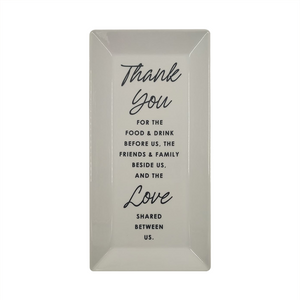 PLATTER WHITE RECTANGLE THANK YOU FOR THE LOVE IN BLACK
