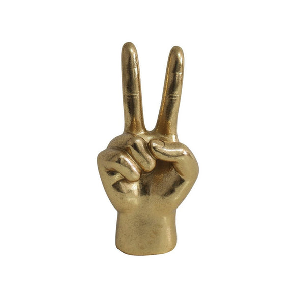 ORNAMENT GOLD HAND PEACE SIGN