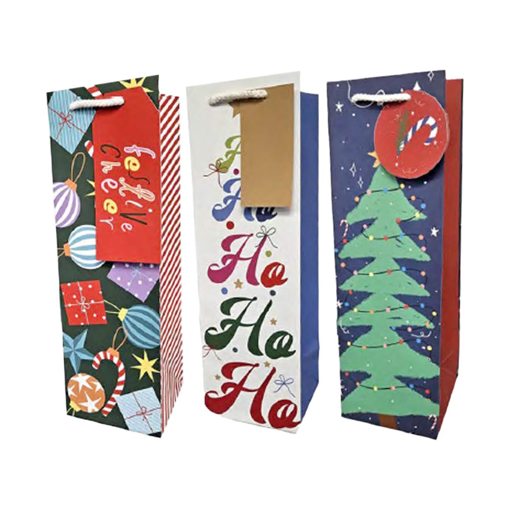 XMAS BOTTLE GIFT BAG ASSORTED